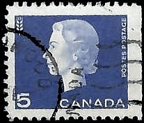 CANADA   # 405as USED SINGLE WITH STRAIGHT EDGE FROM 405a  (3)