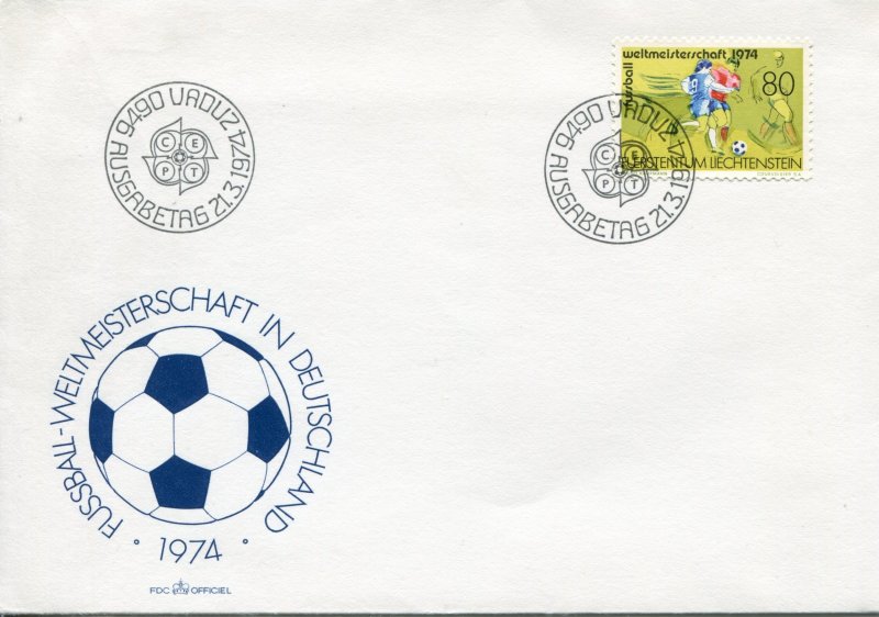 Lichtenstein   SC.#  1 Clean Envelope World Cup 1974 with 1st day cancel