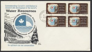 1968 #481 UN Hydrological Decade FDC Block Cole Cachet Ottawa