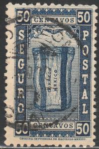 MEXICO G2, 50cents INSURED LETTER. USED. VF. (929)