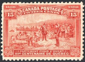 Canada SC#102 15¢ Champlain's Departure for the West (1908) MLH