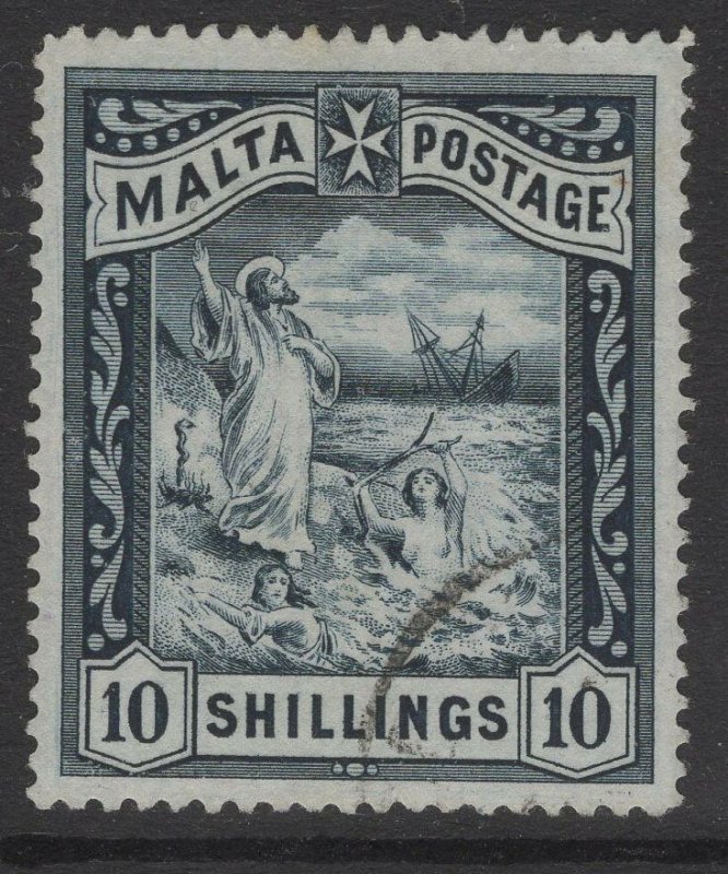 MALTA SG35 1899 10/= BLUE-BLACK USED