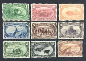 MOMEN: US STAMPS #285-293 COMPLETE SET TRANS-MISS MINT OG H LOT #72436