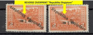 ALBANIA - 2 MH STAMPS -ERROR - REVERSE OVERPRINT Republika Shqiptare - 1925.