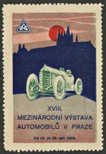 1926 International Exhibition Automobile Prague Czech Republic Poster Stamp MNH