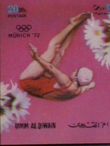 ​UM-AL QIWAIN STAMP-1972- OLYMPIC GAME MUNICH'72 - AIRMAIL- 3-D STAMP MNH #1