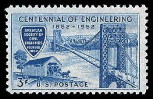 PCBstamps   US #1012 3c Civil Engineers Society, MNH, (5)