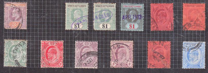 PAGE STRAIT SETTLEMENTS EDWARD 7TH TO $1 X3 VALUES USED