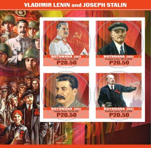 Stamps. Joseph Stalin and Lenin 2021 year 1+1 sheets perf Botswana