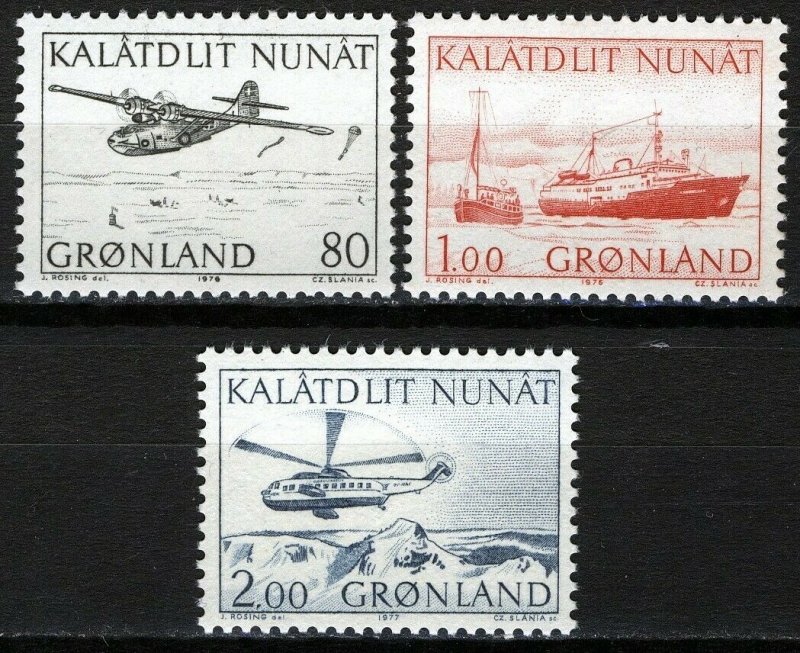 Greenland 1976-77, Transportation issues VF MNH, Mi 98-100