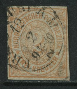 North German Confederation 1868 2 kreuzer orange CDS used