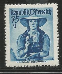 AUSTRIA 534 MNH, AUSTRIAN COSTUMES, STYRIA, SALZKAMMERGUT