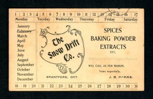 CNb 1900 Postal Card QV Leaf 1 cent Advt. The Snow Drift Co. Ont. Baking Powder