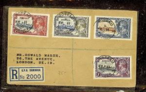 DOMINICA (P2110B)  SILVER JUBILEE SET ON REG COVER TO ENGLAND