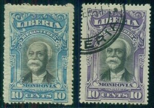 LIBERIA #F13v, 10¢ Monrovia COLOR ERROR in Blue (only 1 sheet known) LH w/normal