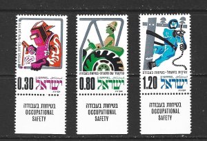 Israel MNH 555-7 W/Tabs Occupational Health & Safety 1975