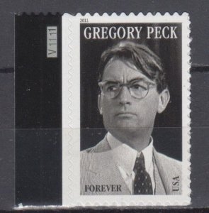 ​(F) USA Sc#4526 Legends of Hollywood Gregory Peck forever  stamp MNH Plate
