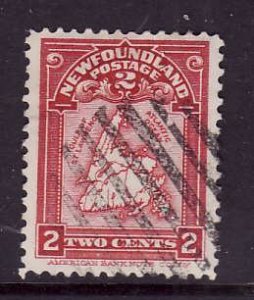 Newfoundland-Sc#86-used 2c rose carmine Map-1908-Nfw56 -