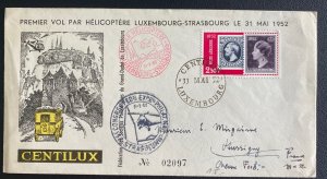 1932 Luxembourg First Helicopter Flight Cover FFC To Strasbourg France