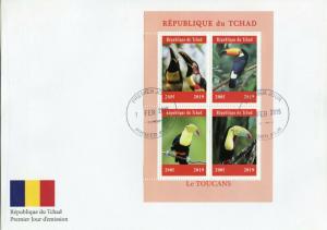 Chad 2019 FDC Toucans Toucan 4v M/S Cover Bird Birds Stamps