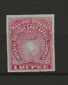 Kenya and Uganda 1890 1Rupee sg.14a, imperforate no gum, watermarked P