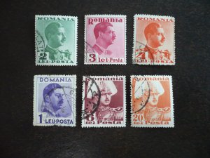 Stamps - Romania - Scott#448-451,453,459 - Used Part Set of 6 Stamps