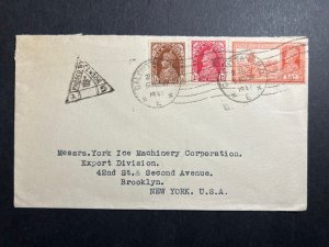 1941 Censored India Cover Calcutta GPO to Brooklyn NY USA