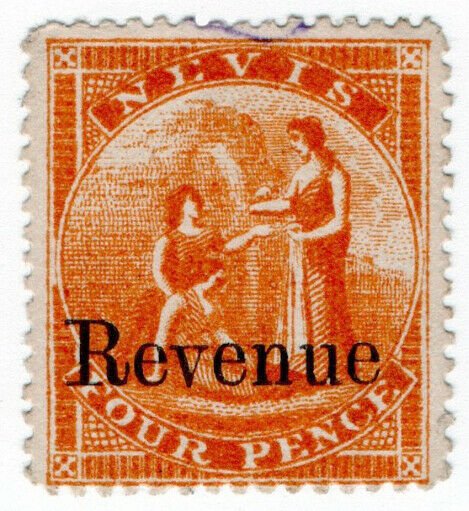 (I.B) Nevis (St Kitts) Revenue : Duty Stamp 4d (1879)