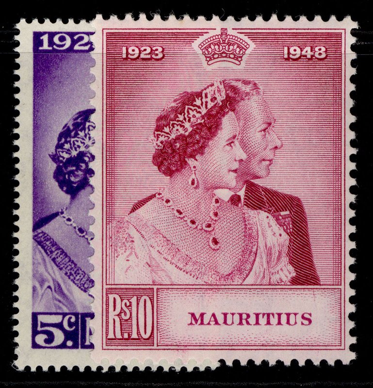 MAURITIUS GVI SG270-271, ROYAL SILVER WEDDING set, NH MINT. Cat £17.