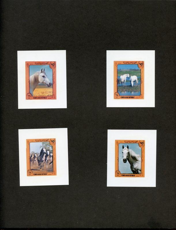 YEMEN AREP UEBERREUTE PROOF  FOLDER  II  OF 4 HORSE  STAMPS & ONE SHEETS(4)