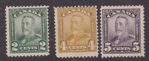 Canada # 150, 152-153, King George V, Hinged, 1/3 Cat.