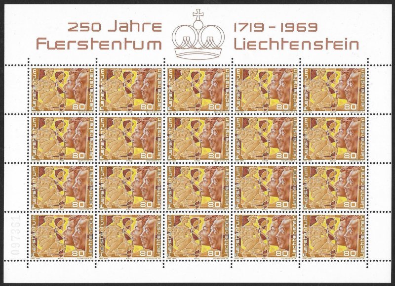 LIECHTENSTEIN (80) All different Sheets of stamps ALL Mint Never Hinged