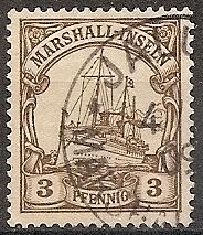 Ger.Marshall Isls. 13 Used 1901 3pf brown Yacht