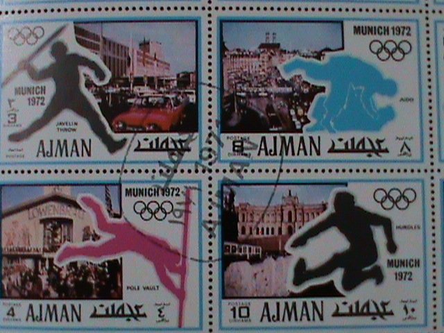 ​AJMAN-1972-SUMMER OLYMPIC GAMES-MUNICH'72 CTO SHEET VERY FINE-COMPLETE SET