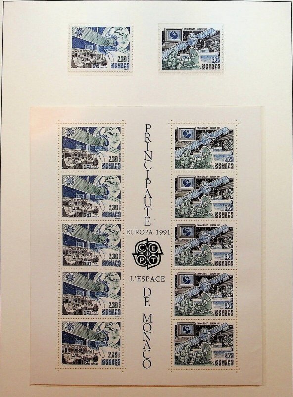 MONACO Sc 1760-61+1761a NH 2V+SOUVENIR SHEET OF 1991 - EUROPA Sc$35