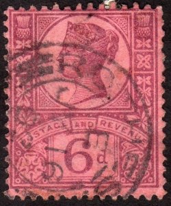 1887, Great Britain, 6p, Used, Sc 119, Sg 208