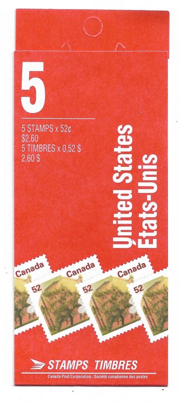 Canada Stamps: 1991-98 52c Trees; #1366a, Pane/5 + Label MNH; Complete Booklet