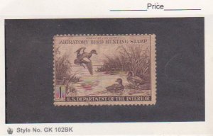 Scott # RW9 - Federal Duck Stamp. MH Catalogue $95.00 Disturbed Gum with Crease