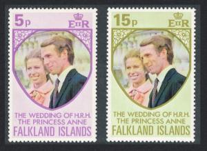 Falkland Is. Royal Wedding Princess Anne 2v SG#291-292 SC#225-226