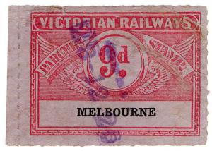 (I.B) Australia - Victoria Railways : Parcels Stamp 9d (Melbourne)