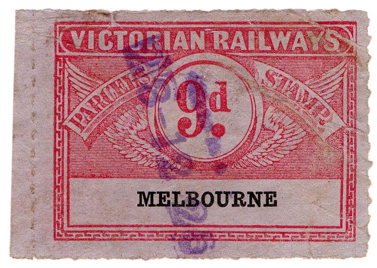 (I.B) Australia - Victoria Railways : Parcels Stamp 9d (Melbourne)