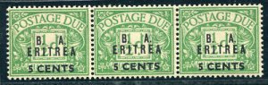 Western Eritrea. English - ST BMA 5 Cent. on 1/2 p. variety