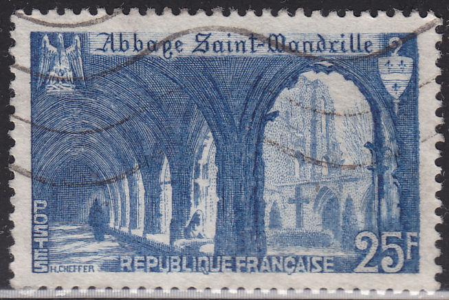 France 623 Cloister of St Wandrille Abbey 25Fr 1949