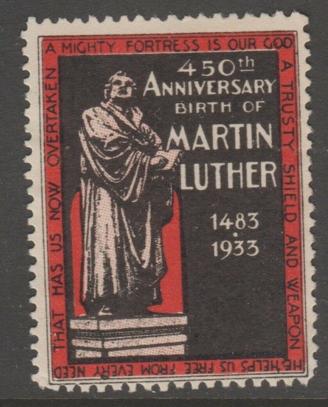 USA  Martin Luther 1933 Cinderella stamp 6-12-21 no gum