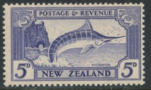 NEW ZEALAND Sc#192 1935 5p Striped Marlin Fish OG Mint NH