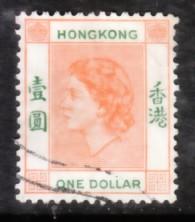 Hong Kong 1954 Sc 194 QEII $1 Used