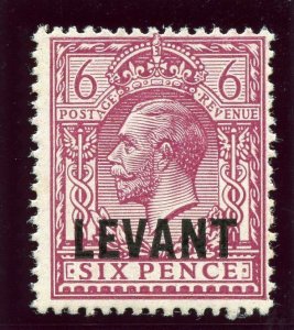British Levant 1921 KGV 6d reddish purple superb MNH. SG L22a.