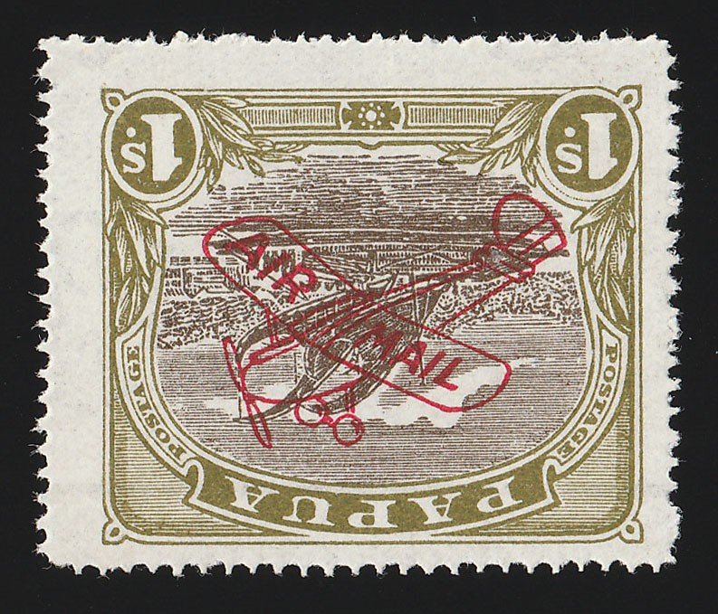 PAPUA 1930 Airmail 1/- ERROR INVERTED. ONLY 40 PRINTED. GENUINE! 