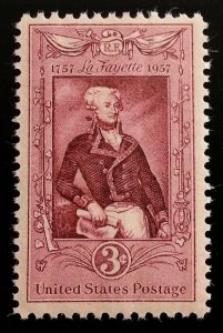 1957 3c Marquis de Lafayette, American Independence Scott 1097 Mint F/VF NH