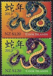 Cook Is #1436 MNH Different Pair - New Year of the Snake